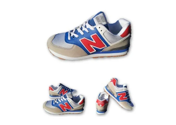⁦נעלי ניו באלאנס-New Balance 574 BLUE RED GRAY⁩ – תמונה ⁦3⁩