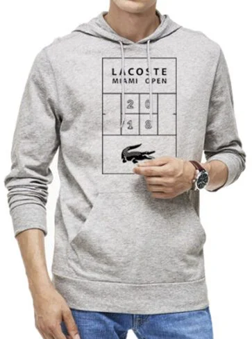 לקוסט-LACSOTE HOODIES MEN DESGIN - GRAY