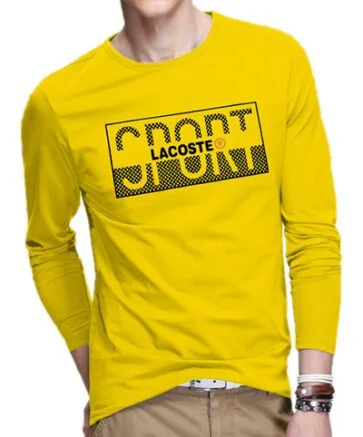 לקוסט-LACSOTE TSHIRT MEN LONG DESGIN - YELLOW
