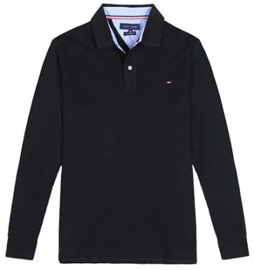 טומי הילפיגר-TOMMY POLO LONG MEN'S - Black