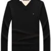 טומי הילפיגר-TOMMY TSHIRT MEN'S LONG V - Black