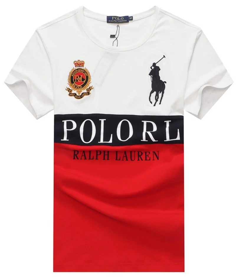 ראלף לורן-RALPH LAUREN POLO TSHIRT MEN'S SHORT DESGIN - RED & WHITE