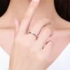 ⁦טבעת יוקרה-Silver Ring Rainbow Emerald cut Rectangle CZ Finger Rings for Women Wedding⁩ – תמונה ⁦2⁩