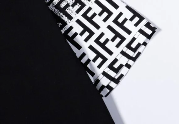 ⁦פנדי - FENDI TSHIRT MEN - Black White Combo⁩ – תמונה ⁦4⁩