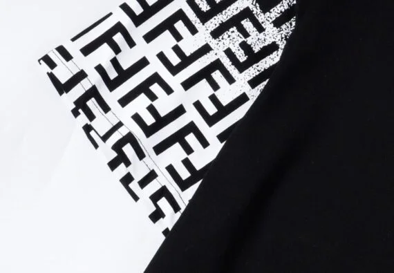 ⁦פנדי - FENDI TSHIRT MEN - Black White Combo⁩ – תמונה ⁦6⁩