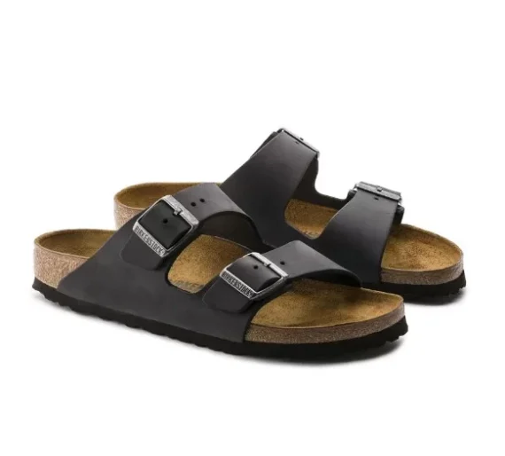 ⁦כפכפי בירקנשטוק | Birkenstock Arizona fur Leather Black⁩ – תמונה ⁦3⁩