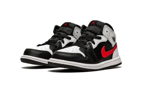 ⁦Air Jordan 1 Low Gray Black Red ילדים – נייק ג'ורדן⁩ – תמונה ⁦2⁩