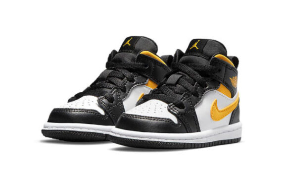 ⁦Air Jordan 1 Low Black Yellow White ילדים – נייק ג'ורדן⁩ – תמונה ⁦2⁩