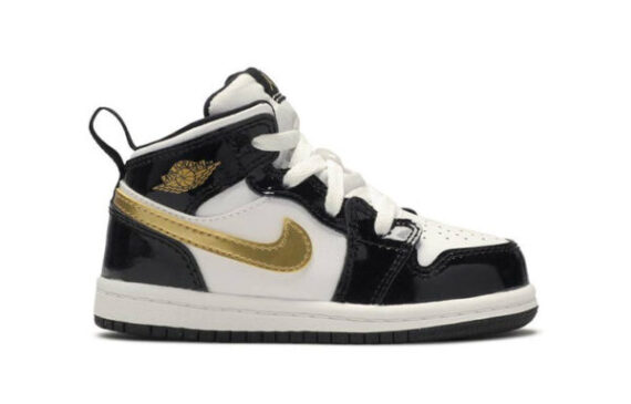 ⁦Air Jordan 1 Low Black White Gold ילדים – נייק ג'ורדן⁩ – תמונה ⁦2⁩