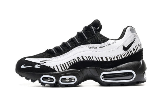 ⁦נעלי נייק NIKE AIR MAX 95 WHITE BLACK TURKIZ⁩ – תמונה ⁦2⁩