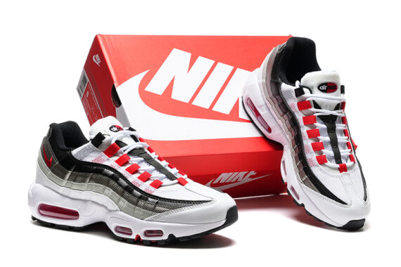 ⁦נעלי נייק NIKE AIR MAX 95 WHITE RED BLACK TURKIZ⁩ – תמונה ⁦5⁩