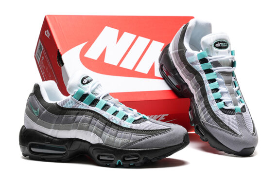 ⁦נעלי נייק NIKE AIR MAX 95 GRAY BLACK TURKIZ⁩ – תמונה ⁦5⁩