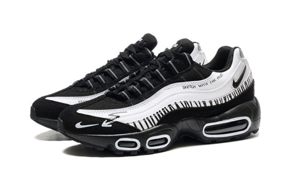 ⁦נעלי נייק NIKE AIR MAX 95 WHITE BLACK TURKIZ⁩ – תמונה ⁦3⁩